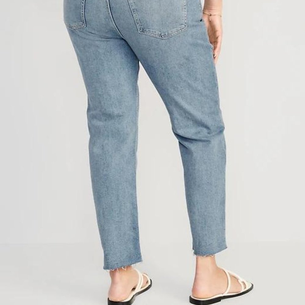 Old Navy Extra High-Waisted Button-Fly Ripped Cut-Off Straight Ankle Jeans New - Picture 9 of 9